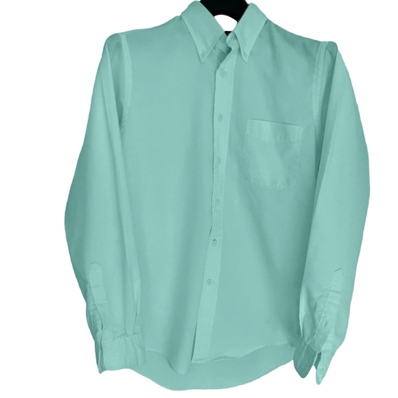 Lands' End:  15/34 Men's Long-Sleeve Buttondown Solid No Iron Pinpoint Shirt - Picture 1 of 6